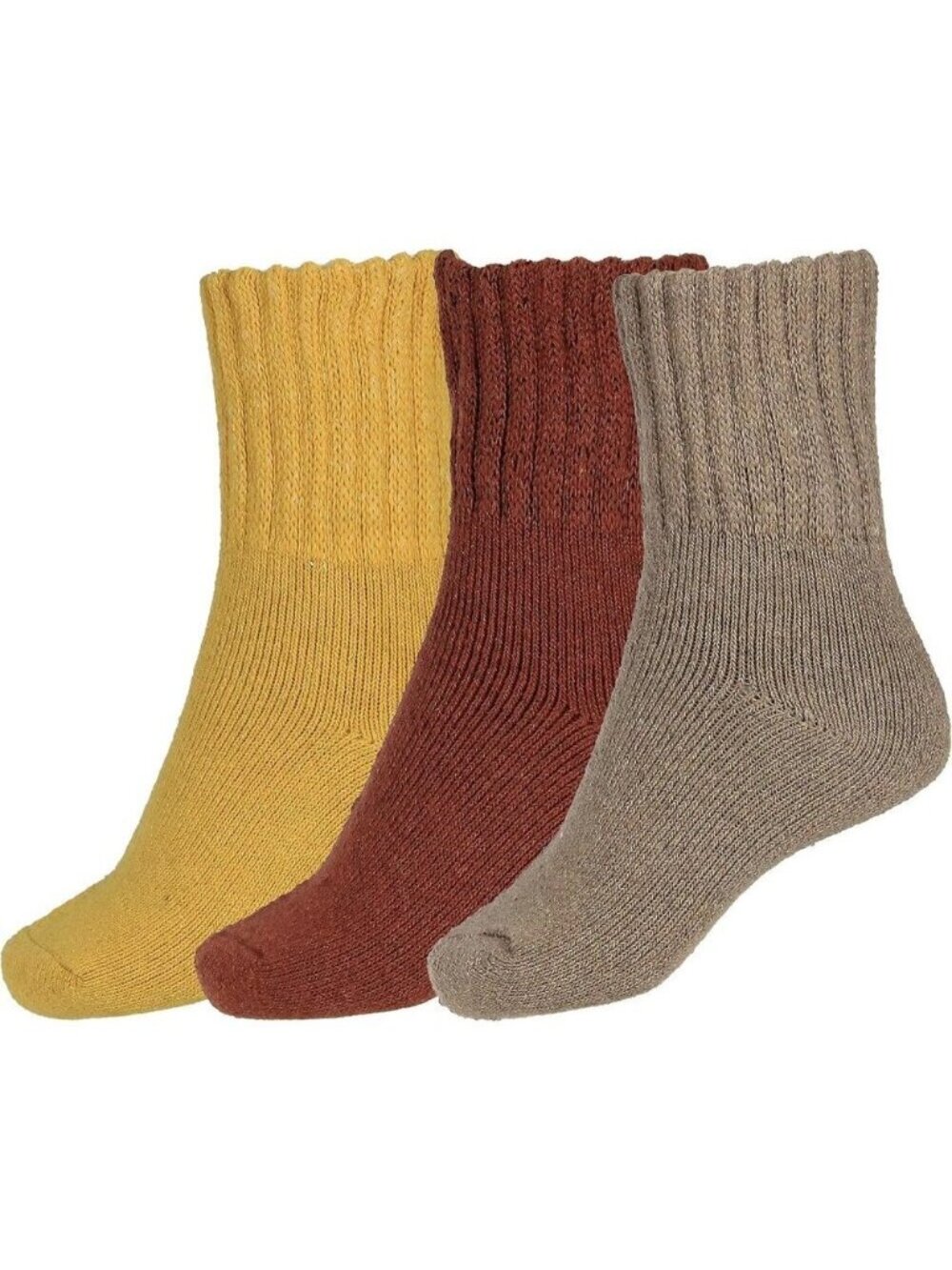 BenSorts Women 3 Packs Brown Yellow Red Winter Thick Warm Polyester Boots Socks